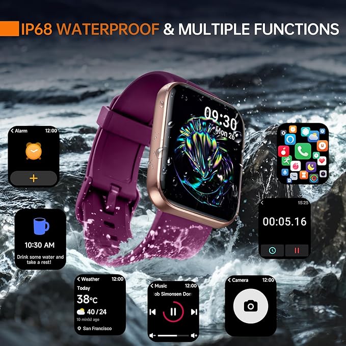 Smart Watches for Women, Alexa Built-in Fitness Watch with 1.8" LCD Screen & Bluetooth Call (Make/Answer), Heart Rate/SpO2/Sleep Monitor, 100 Sports, IP68 Waterproof Smartwatch for Apple Android