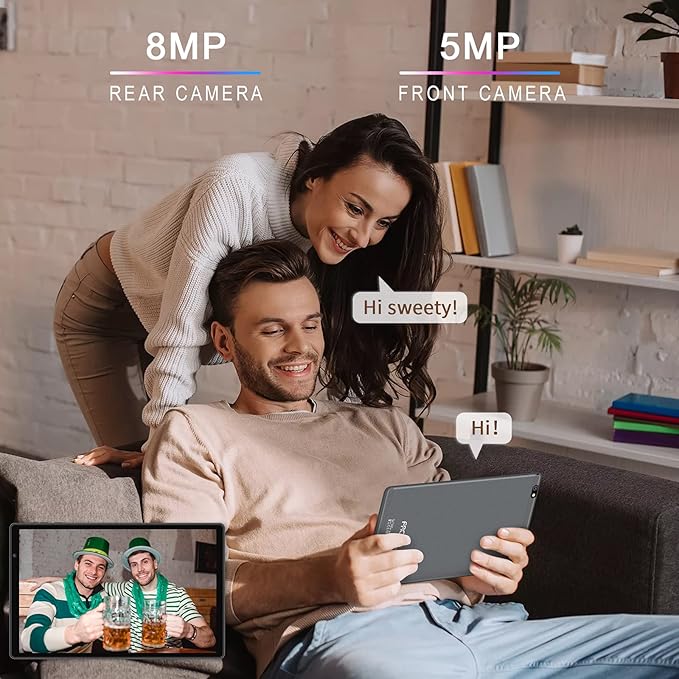 Android Tablet 10 inch Android 13 Tablets with 14GB RAM 128GB ROM, Octa-Core 2.0 GHz, 8000mAh Battery, 5G WiFi, Bluetooth 5.0, HD IPS Touchscreen, 5+8MP Camera Tablet with Keyboard Mouse Case, Grey