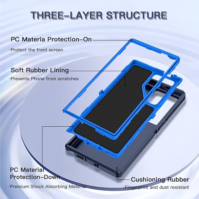 for Samsung Galaxy S25 Ultra Case Heavy Duty Protective Shockproof Dropproof 3-Layer Full Body Protection [Without Screen Protector] Tough Rugged Case for Galaxy S25 Ultra,Navy Blue