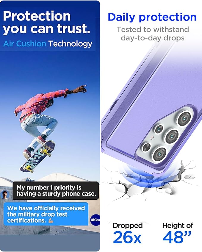 AICase for Samsung Galaxy S25 Ultra Case,3-Layer Heavy Duty Pocket-Friendly Rugged Durable Military Grade Protection Shockproof/Drop Proof/Dust Proof Protective Cover for Galaxy S25 Ultra 2025_4