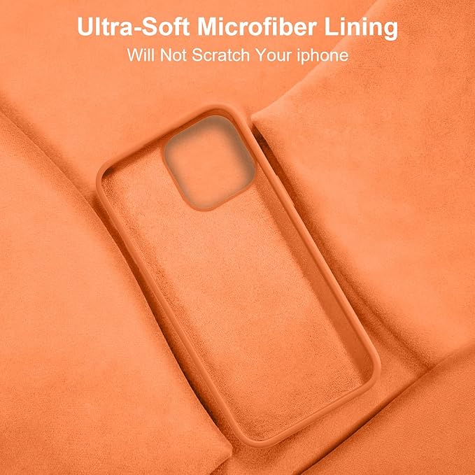 Vooii Compatible with iPhone 14 Case,[Silky Touch Premium Liquid Silicone] [Soft Anti-Scratch Microfiber Lining], Ultra Slim Shockproof Protective Case for iPhone 14 - Bright Orange