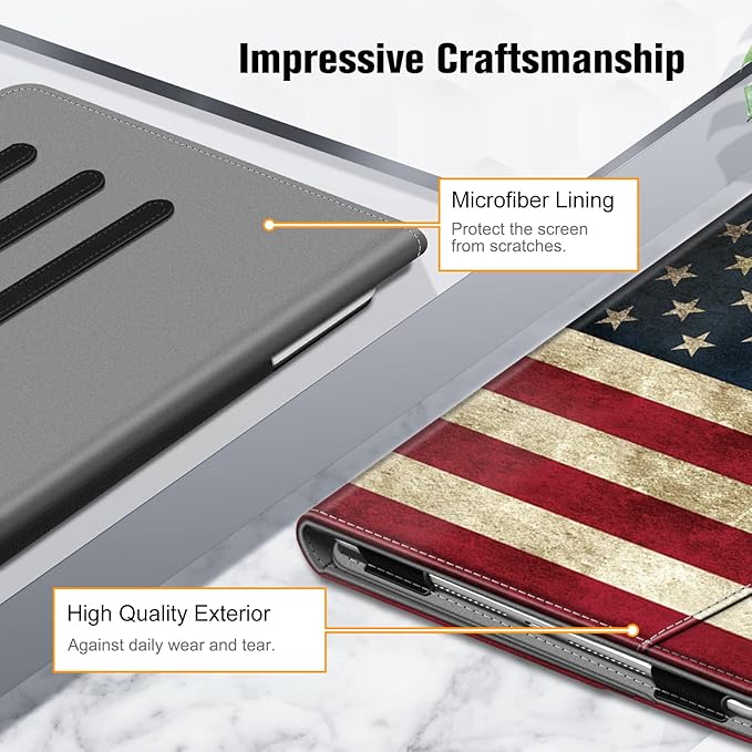 Fintie Case for iPad 9th / 8th / 7th Generation (2021/2020/2019) 10.2 Inch - [Corner Protection] Multi-Angle Viewing Stand Cover with Pocket & Pencil Holder, Auto Sleep Wake, US Flag