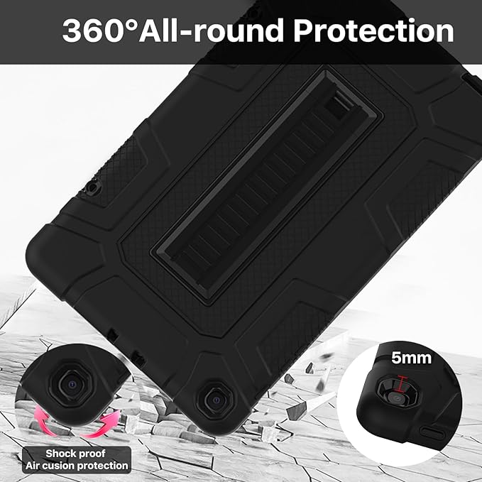 Case for Samsung Galaxy Tab A 10.1 2019, Hybrid Shockproof Rugged Drop Protection Cover with Kickstand for Samsung Galaxy Tab A 10.1 Inch SM-T510 / T515(Black)