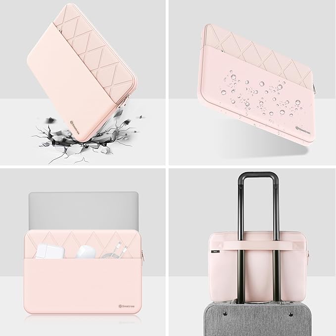 Smatree Laptop Sleeve for 14.4 inch Microsoft Surface Laptop Studio/Studio 2, Computer Case with Accessory Pocket, YKK Zipper, Patented Super Corner Design, Pink (E415P)