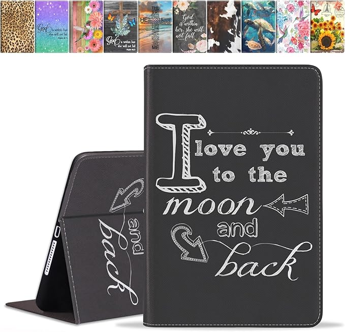 Case for Samsung Galaxy Tab A7 10.4 inch 2022/2020 (SM-T500/T503/T505/T507/T509), Premium PU Leather Stand Folio Cover with Auto Sleep/Wake, I Love You to The Moon and Back