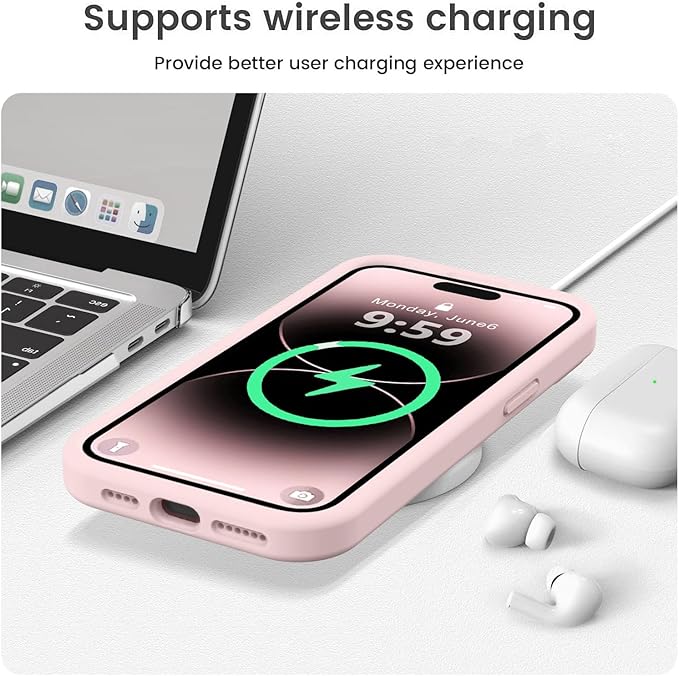 Vooii Compatible with iPhone 14 Pro Max Case, Liquid Silicone Upgrade [Camera Protection] [Soft Anti-Scratch Microfiber Lining] Shockproof Phone Case for iPhone 14 Pro Max 6.7 inch - Chalk Pink