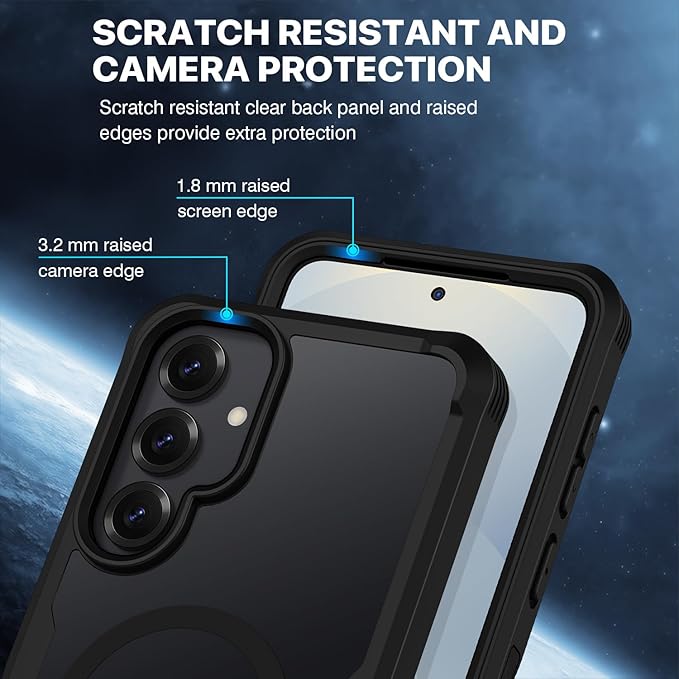 CENHUFO Magnetic Privacy for Samsung Galaxy S25 Plus Case, Full Body Phone Case with Built-in 9H Tempered Glass Privacy Screen Protector and Camera Lens Cover, Shockproof Protective Bumper - Black