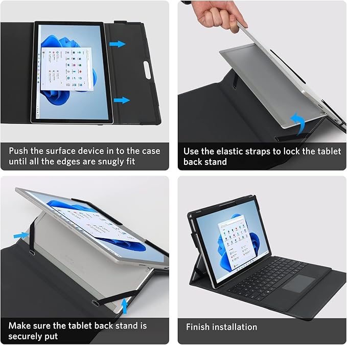 CoBak Case for Surface Pro 2024 Copliot PC 11th Edition - for Microsoft 13 Inch Tablet, Fits Keyboard and Kickstand with Multiple Angle