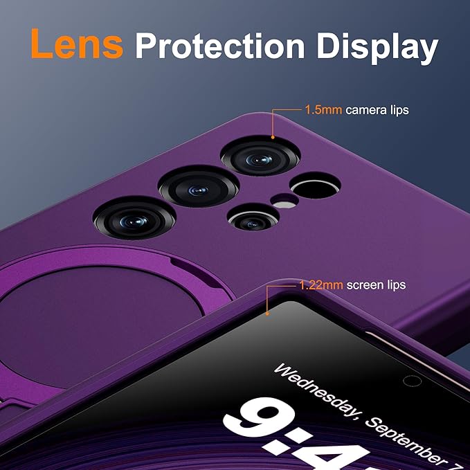 Designed for Samsung Galaxy S25 Ultra Case with Magnetic Ring Stand [Compatible with Mag-Safe][Military Grade Drop Protection][Build in Kickstand] S25 Ultra Phone Case 6.9",Purple