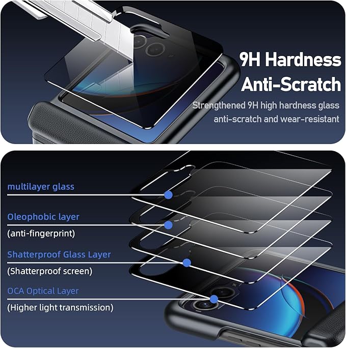 for Motorola Razr Plus Case, Built-in Privacy Screen Protector & Hinge Protection & Ultra Thin Matte PC Shockproof Phone Cover Smartphone Case for Moto Razr Plus 2023 (Black)