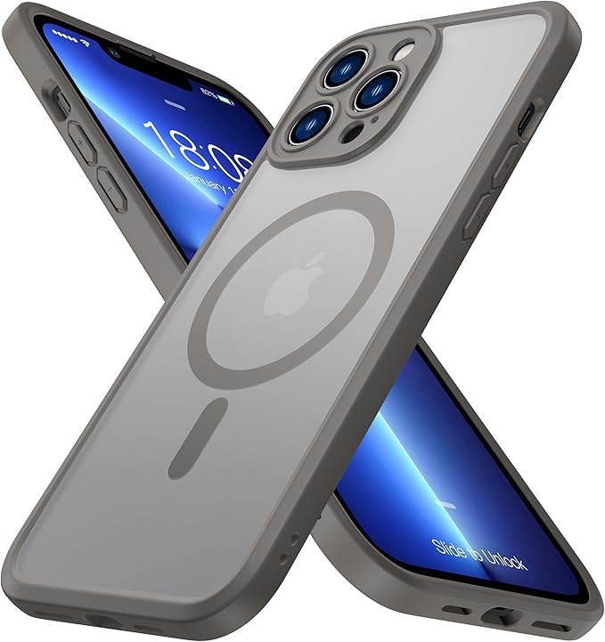 ImpactStrong Magnetic Guard Designed for iPhone 13 Pro Case [Camera Protection] [Military Grade Drop Tested] [Compatible with MagSafe] Slim Translucent Matte Phone Case (6.1") - Gray