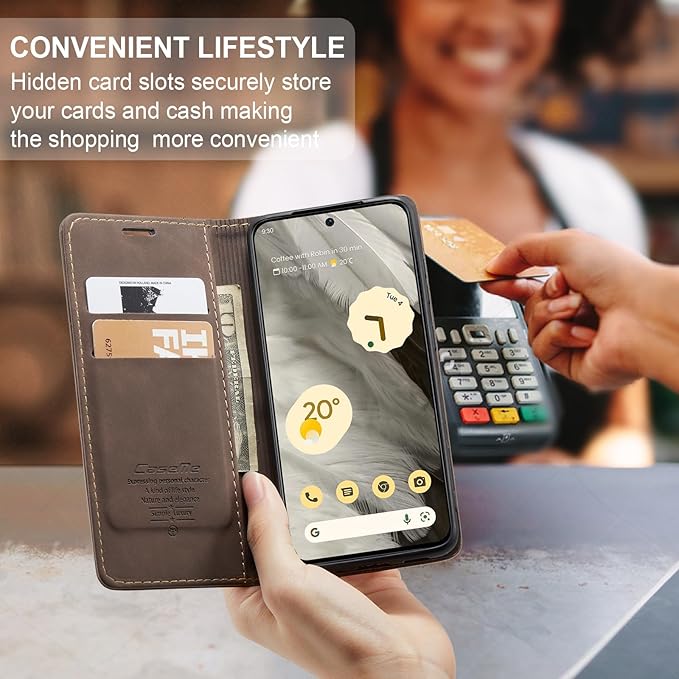 for Google 8 Case, Flip Wallet Leather Case with Card Holder Magnetic Closure Shockproof Kickstand Protective Phone Cases Cover for Google 8,Coffee