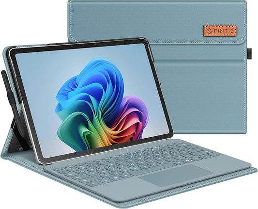 Fintie Case for Microsoft Surface Pro 12 Inch 1st Edition (2025), Multiple Angle Viewing Portfolio Business Cover with Pocket & Stylus Holder, Compatible with Type Cover Keyboard (Ocean Blue)