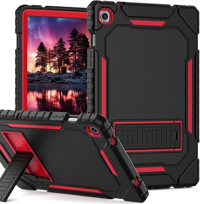 Grifobes for Samsung Galaxy Tab A9 Plus 11 Inch 2023 Cases, Heavy Duty Shockproof Rugged Cover for Samsung Tablet A9+ 11" Case (SM-X210/X216/X218) with Kickstand for Kids, Black+Red
