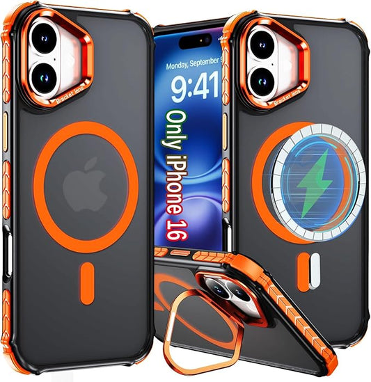 for iPhone 16 Case Magnetic for iPhone 16 6.1 Inch, [Compatible Fast Wireless Charging] Military-Grade Protection, Slim Magnetic Case for iPhone 16, Orange ﻿
