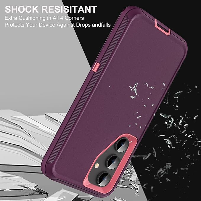for Samsung Galaxy S25 Case, ONLY, [NOT FIT Galaxy S25 Edge/S25 Plus/S25 Ultra], Military Grade Case with 2Pcs Tempered Glass Screen Protector & 1Pcs Camera Lens Protector (Purple/Pink)