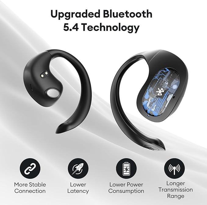 TRANSFORMERS Open Ear Earbuds with Ear Hooks,Open Ear Headphone True Wireless Earbuds Over Ear Headphones Bluetooth 5.4 60H Play,IPX5 Waterproof for Work Fitness Running Yoga Gym, Black-Optimus Prime