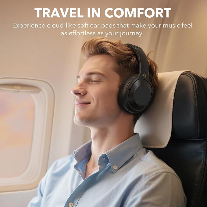 YMOO Bluetooth 5.3 Hybrid Active Noise Cancelling Headphones for Airplane Travel, Wired and Wireless ANC Headphones, 80H Playtime Over Ear Headphone, Low Latency Bluetooth Headset with Mic for Adults