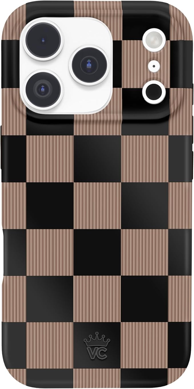 VELVET CAVIAR Case for iPhone 17 Pro | Compatible with MagSafe | 10ft Drop Tested | Protective Designer Cases | Mocha Vibe Checkered