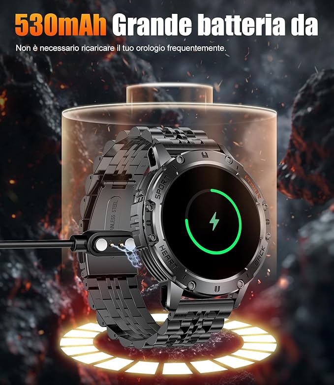 Smart Watch for Men(3 Straps),1,43'' AMOLED Military Smart Watch for Men with LED Flashlight/530mAh Large Battery/5ATM Waterproof,Fitness Tracker Smartwatch with Answer/Make Call