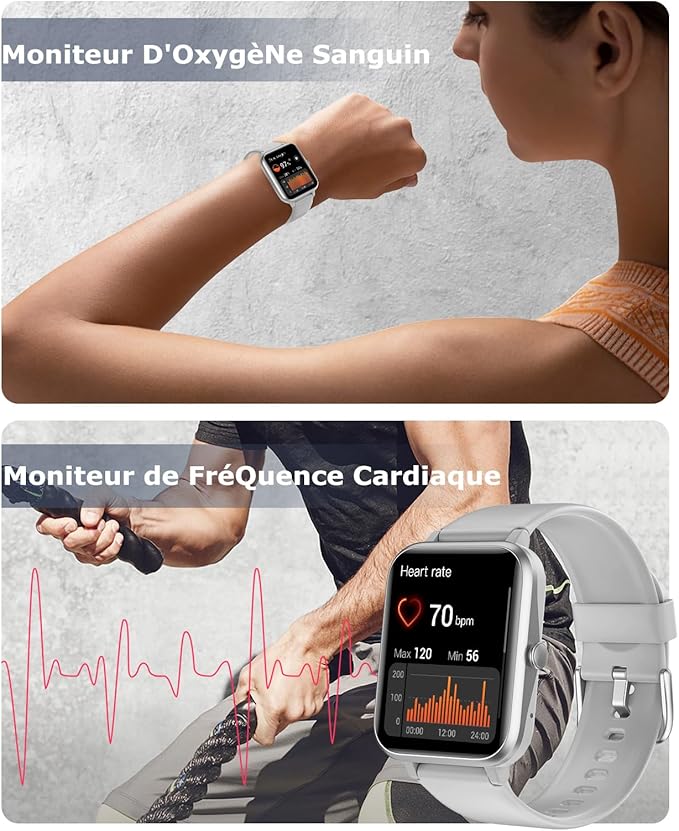 GRV Smart Watch for iOS and Android Phones (Answer/Make Calls), Watches for Men Women IP68 Waterproof Smartwatch Fitness Tracker Watch with Heart Rate/Sleep Monitor Steps Calories Counter (Gray)