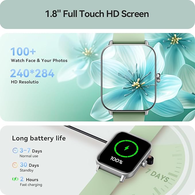 Gydom Smart Watch for Men Women, Alexa Built-in, 1.8" Smartwatch with Heart Rate/SpO2/Sleep Monitor, IP68 Waterproof Fitness Tracker, Bluetooth Call (Answer/Make) for Android iPhone, 101+ Sport Mode