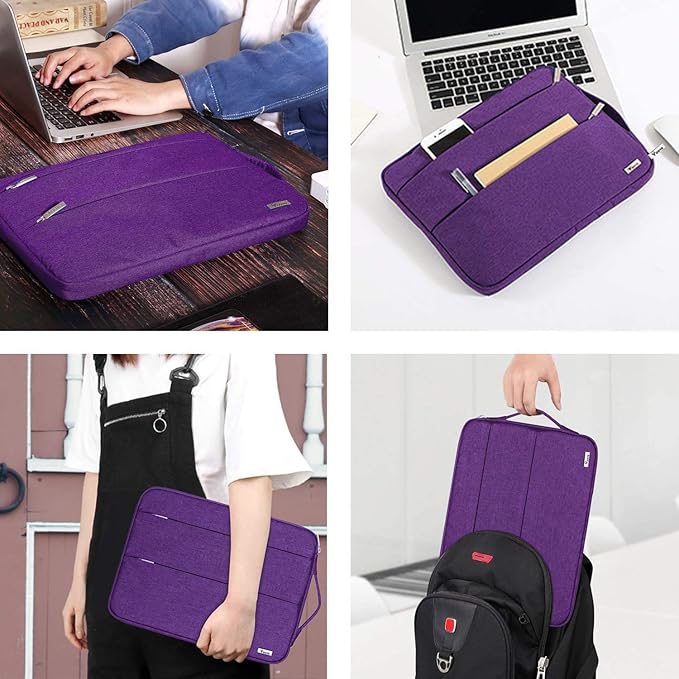 Voova 13 13.6 Inch Laptop Sleeve Case Compatible with MacBook Air 13 M1/M2/M3/M4 2020-2025, MacBook Pro 13/14, IPad Air/Pro 13, Waterproof Slim Computer Bag Cover with Handle, Purple