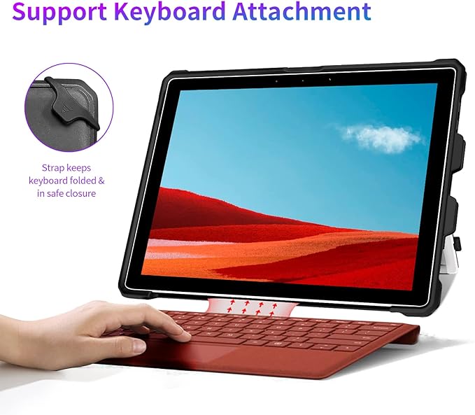 Case Fit 12.3" Microsoft Surface Pro Plus/Pro 7/Pro 6/Pro 5/Pro 4/Pro LTE, Protective Rugged Cover Case, with Stylus Pen Holder, Compatible with Type Cover Keyboard, Semitransparent