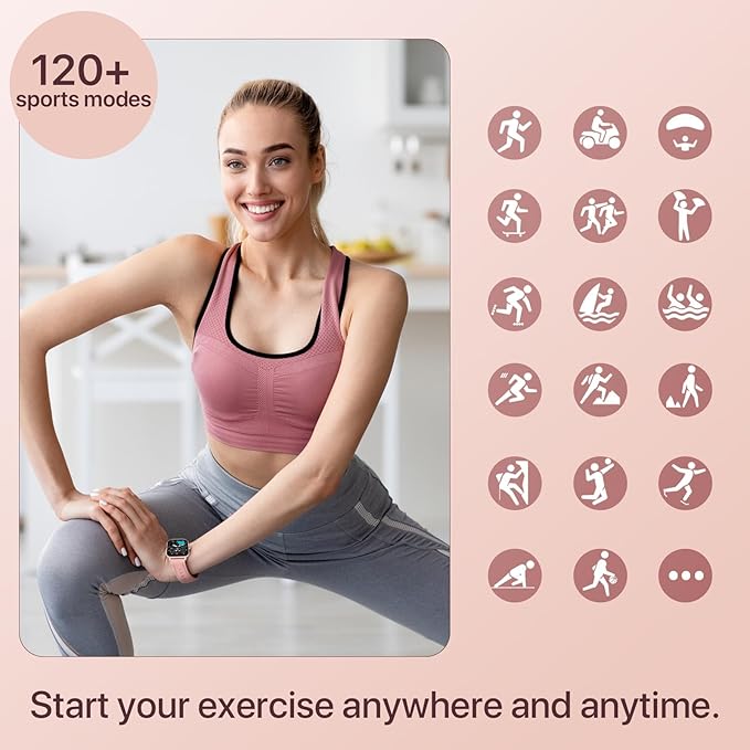 WalkerFit Smart Watch for Women/Men, 2.01'' HD Smartwatch with Bluetooth Call, 100+Sport Modes, Sleep Monitoring, IP67 Waterproof, Music Control for iPhone/Android, Fitness Tracker with Pedometer