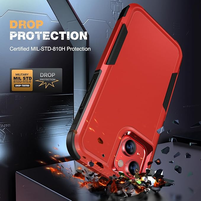 Diaclara Designed for iPhone 14 Case, [with Privacy Screen Protector] [Anti Spy] [Military Grade Drop Protection] Heavy Duty Full-Body Shockproof Phone Case, Red