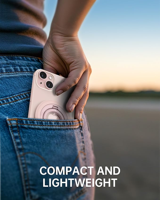 SYNCWIRE Magnetic Phone Ring Holder for MagSafe, 360° Rotation Dual Sided Magnet Grip Cell Phone Ring Stand Finger Kickstand Compatible with iPhone 16 15 14 13 12 Pro Max fits MagSafe - Pink