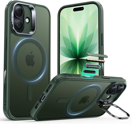 ESR for iPhone 17 Case with Stand, Camera Control Cover Compatible with MagSafe, Military-Grade Drop Protection Magnetic Phone Case for iPhone 17, Scratch-Resistant Back Cover,Frosted Green