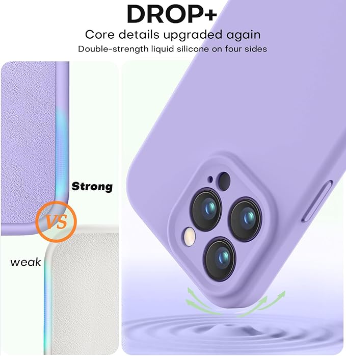 Vooii Compatible with iPhone 13 Pro Case, Liquid Silicone Upgrade [Camera Protection] [Soft Anti-Scratch Microfiber Lining] Shockproof Phone Case for iPhone 13 Pro 6.1 inch - Light Purple