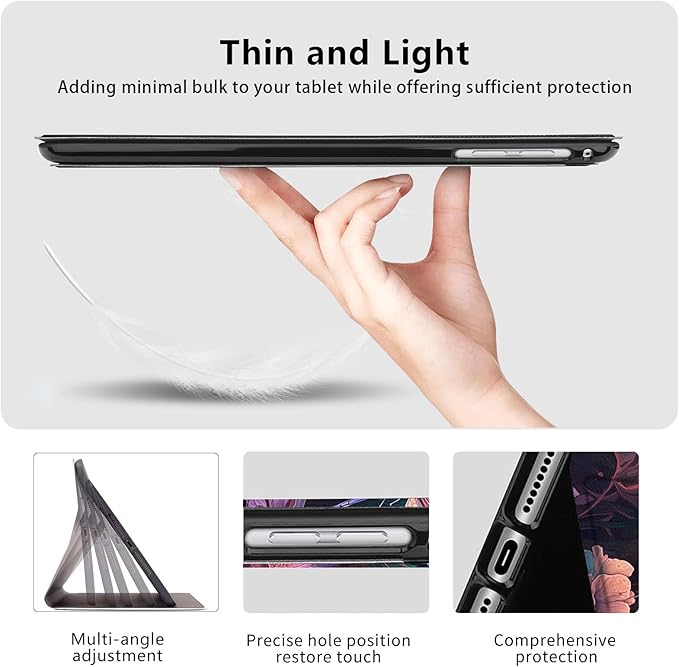 Slim Case for Samsung Galaxy Tab S10 FE / S9 FE 5G 10.9" & Tab S9 11", PU Leather Protective Cover, Multi-Angle Stand, Auto Sleep/Wake, Dragonfly