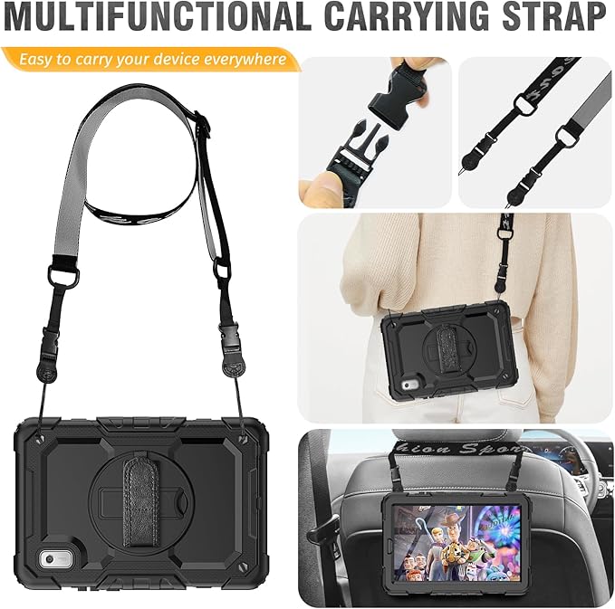 HXCASEAC Case for Lenovo Tab M9 2024/2023 (TB-310FU), with Screen Protector/Rotating Hand Strap/Sturdy Stand, Protective Cover for Lenovo M9 Tablet Case 9 inch, Black