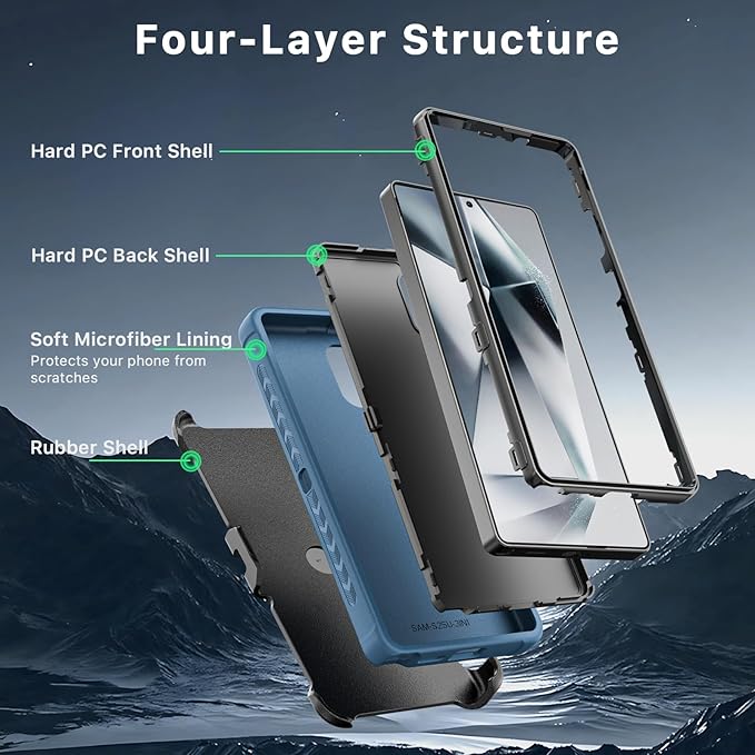 M MYBAT PRO Maverick Series for Samsung Galaxy S25 Ultra Case with Belt Clip Holster, 6.9 inch, Heavy Duty Military Grade Drop Protective Case w 360° Rotating Stand (No Screen Protector) Blue