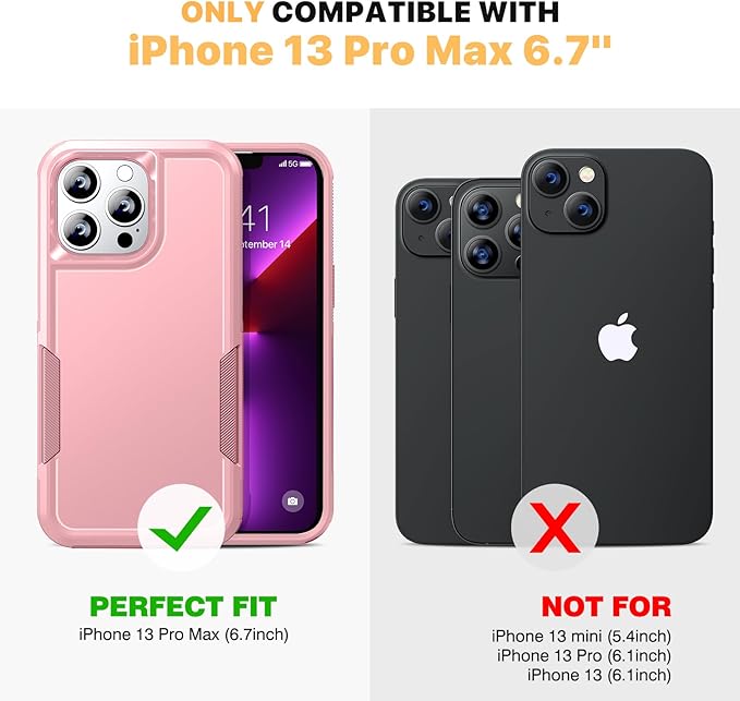 Diaclara Designed for iPhone 13 Pro Max Case, [with Privacy Screen Protector] [Anti Spy] [Military Grade Drop Protection] Heavy Duty Full-Body Shockproof Phone Case, Pink