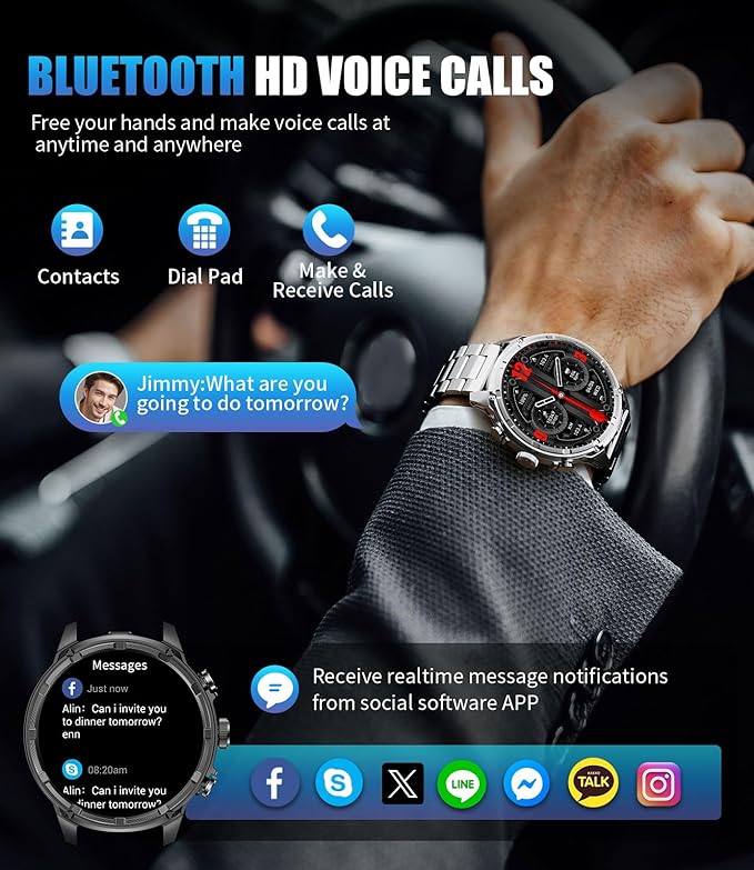 LIGE Military Smart Watches for Men with 80-Days Standby(710mAh)/Flashlight/50M Waterproof/1.85" HD Large Screen,100+ Sports Fitness Tracker Watch,Pedometer Mens Smart Watch for Android iPhone Silver