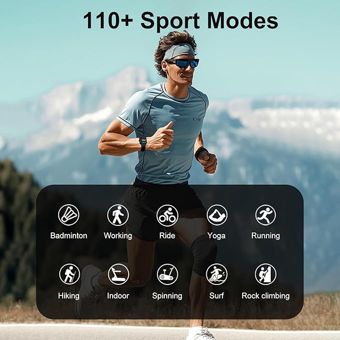 Smart Watches for Men Women Fitness Tracker Watch 2.04 HD Screen Sport Watch with ChatGpt AI Voice 3 Bands Step Counter 24/7 Heart Rate Sleep Monitor Smartwatch for Android iOS (Black)