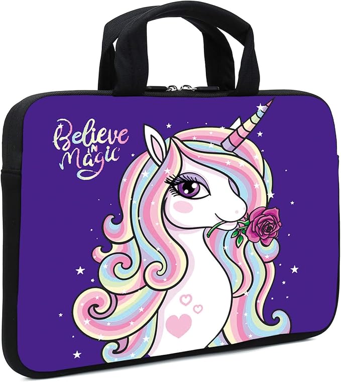 Laptop Sleeve Case 11.6" 12.1 Inch Neoprene Laptop Sleeve/Notebook Computer Pocket Case/Chromebook Case/Tablet Briefcase Carrying Bag Compatible For Men， Women ，boys， girls (cute unicorn)