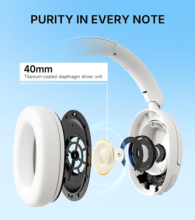 Edifier W800BT SE Wireless Over-Ear Bluetooth 5.4 Headphones - AI Call Noise Cancellation - 45H Playtime - Fast Charging - Dual Device- Game Mode - Foldable - Gray