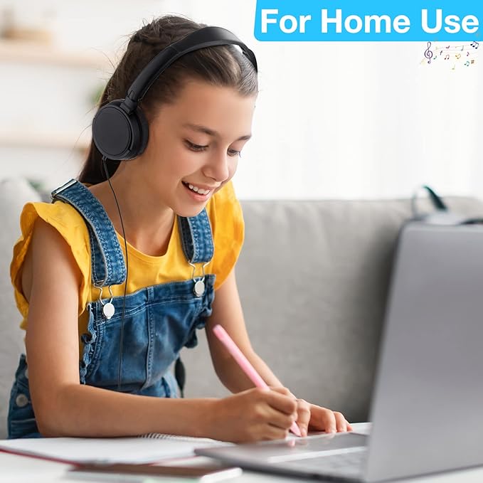 Yunsailing 18 Pack Classroom Headphones Bulk Student Wired Class Headphones Set for Kids School with Individually Wrapped Adjustable Over Ear Head Earbuds(Black)