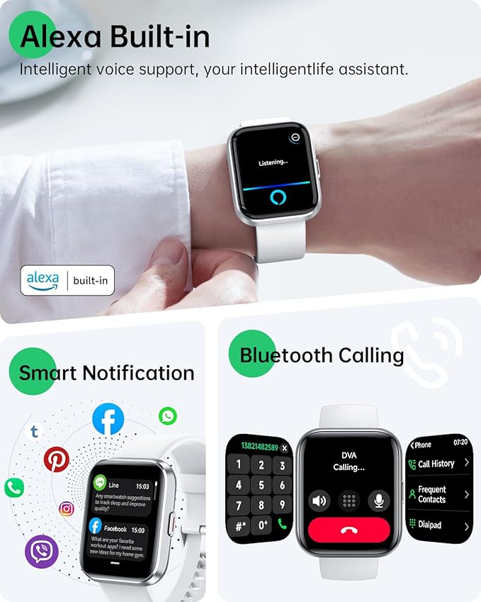 Smart Watches for Women and Men - Smart Watch Compatible for iPhone Android Phone,Alexa,Call & Notification Alerts,Heart Rate & Sleep Monitor,3 ATM Waterproof 1.83 Inches Fitness Tracker