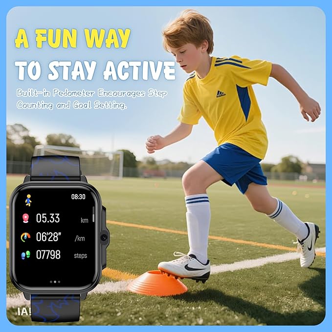 Smart Watch for Kids, 1.85" Fitness Tracker,100+Sport modes,Learning games,Sleep Monitor,Camera,Videos,Alarm Play Music Flashlight Pedometer Stopwatch Pedometer IP68 Waterproof Gift for Boys and Girls