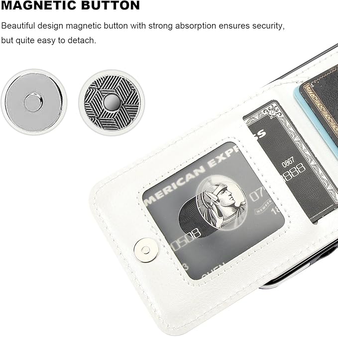 KIHUWEY for Samsung Galaxy S24 Case Wallet with Credit Card Holder, Flip Premium Leather Magnetic Clasp Kickstand Heavy Duty Protective Cover for Samsung Galaxy S24 6.2" (White)