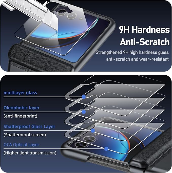 for Motorola Razr Plus 2023 case, Built-in Screen Protector & Hinge Protection & Ultra Thin Matte PC Shockproof Phone Cover Smartphone Case for Moto Razr Plus 2023 (Black)