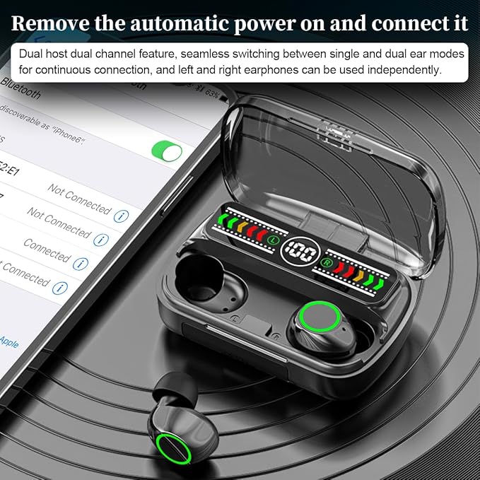 Mini Wireless Earbuds Bluetooth 5.3 in Ear Light-Weight Headphones Built-in Microphone, IPX5 Waterproof, Immersive Premium Sound Long Distance Connection Headset with Charging Case, Black