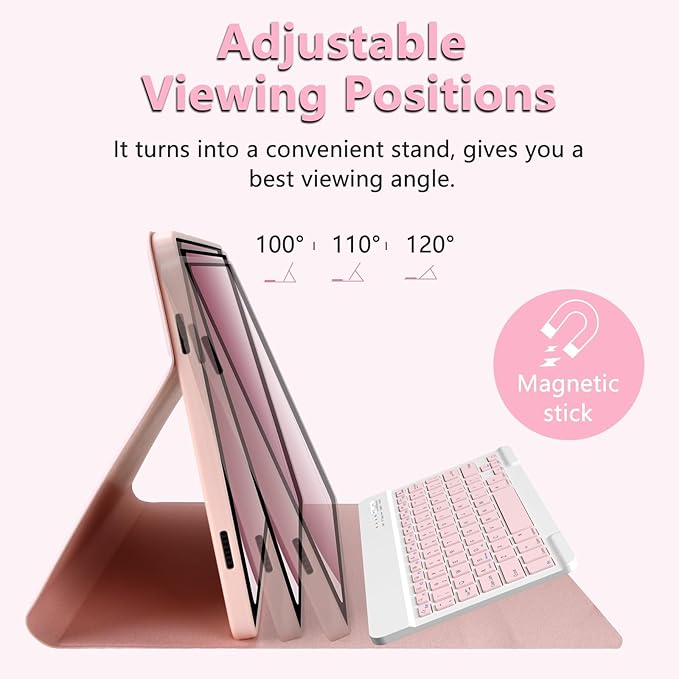 MMK Galaxy Tab A9 Plus Case with Keyboard, Samsung A9 Plus Tablet Case Keyboard (11" 2023, SM-X210/X216/X218), Wireless Detachable-Gentle Mousse Pink