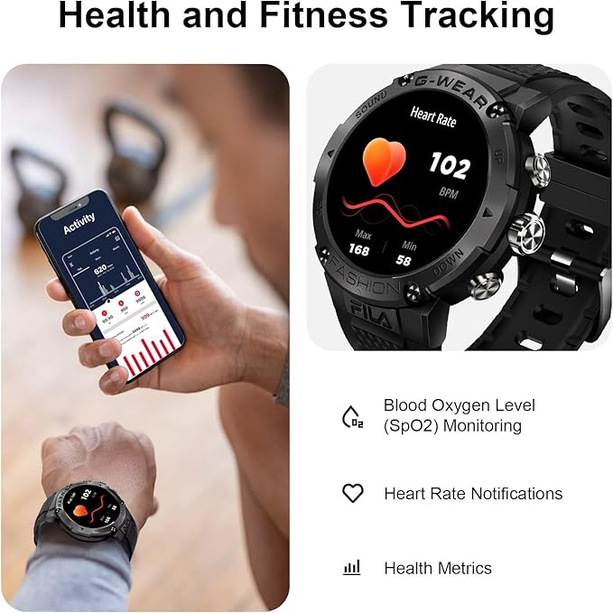 Fila Smart Watch (Answer/Make Calls), 1.32’’ IPS HD Full Touch Screen Smart Watches for Men Women with Sleep/Heart Rate Monitor, Fitness Watch, Activity Tracker with 100+ Sport Modes for Android iOS