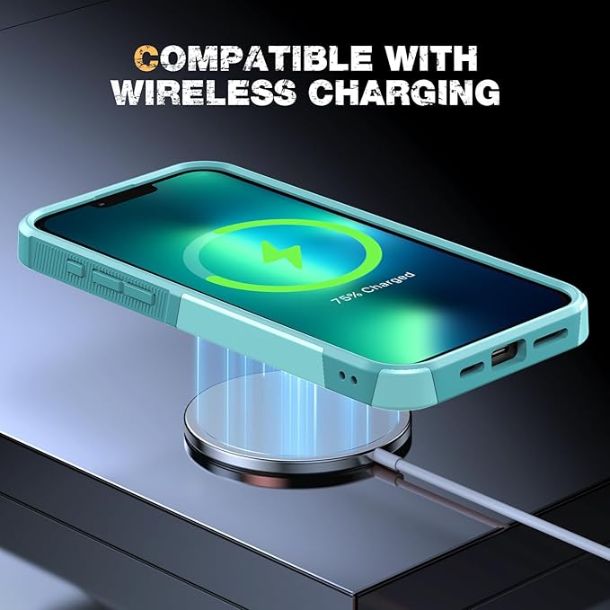 Diaclara Designed for iPhone 13 Pro Max Case, [with Privacy Screen Protector] [Anti Spy] [Military Grade Drop Protection] Heavy Duty Full-Body Shockproof Phone Case, Mint Green